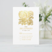 Elegante Gold Floral Response Card RSVP Karte (Stehend Vorderseite)