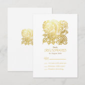 Elegante Gold Floral Response Card RSVP Karte (Vorne/Hinten)