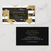Elegante Gold Floral Striping Designer Business Ca Visitenkarte (Vorne/Hinten)