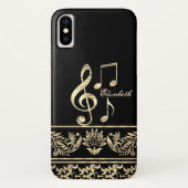Elegante Gold Floral, Violinschlüssel, Hinweis Case-Mate iPhone Hülle (Rückseite)