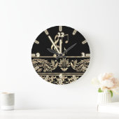 Elegante Gold Floral, Violinschlüssel, Hinweis Große Wanduhr (Zuhause)