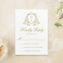 Elegante Gold Floral Wappen Monogram Wedding