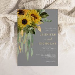 Elegante Gold Floral Wedding Foil Einladung