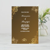 Elegante Gold Floral Wedding Invitation Card Einladung (Stehend Vorderseite)