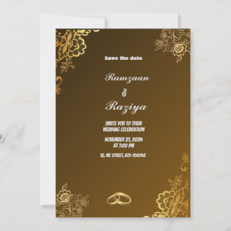 Elegante Gold Floral Wedding Invitation Card Einladung