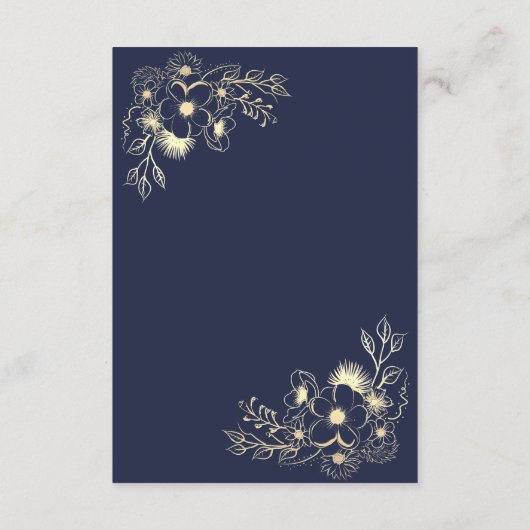 Elegante Gold Floral Wedding Karte (Rückseite)