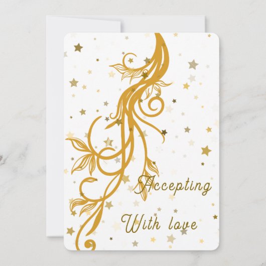 Elegante Gold Floral Wedding RSVP Card (Rückseite)