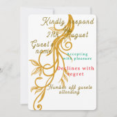 Elegante Gold Floral Wedding RSVP Card (Vorderseite)