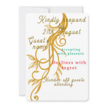 Elegante Gold Floral Wedding RSVP Card