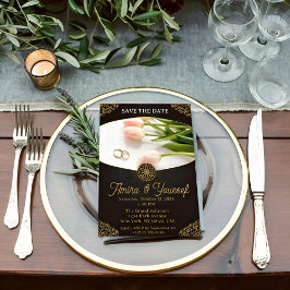 Elegante Gold Floral Wedding Template Einladung