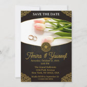 Elegante Gold Floral Wedding Template Einladung (Vorderseite)