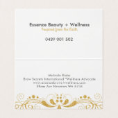 Elegante Gold Floral Wirbel Leace Visitenkarten (Innenseite Aufgefaltet)