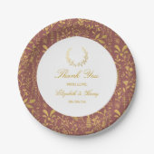 Elegante Gold Floral Wreath Wedding Pappteller (Vorderseite)
