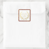 Elegante Gold Floral Wreath Wedding Quadratischer Aufkleber (Tasche)