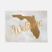 Elegante Gold Florida State Map Willkommensgruß Fußmatte (Vorderseite)