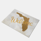 Elegante Gold Florida State Map Willkommensgruß Fußmatte (Schrägansicht)