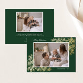 Elegante Gold Foil 2 Foto Weihnachtskarte Folieneinladung