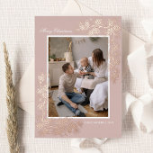 Elegante Gold Foil 2 Foto Weihnachtskarte Folieneinladung