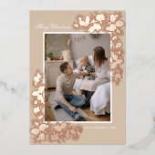 Elegante Gold Foil 2 Foto Weihnachtskarte Folieneinladung (Vorderseite)