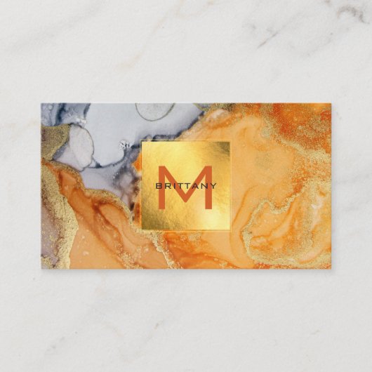 Elegante Gold Foil Amber Gray Custom DIY Visitenkarte (Vorderseite)