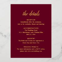 Elegante Gold Foil Burgund Hochzeitskarte