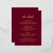 Elegante Gold Foil Burgund Hochzeitskarte Folie Einladungspostkarte (Vorderseite/Rückseite)