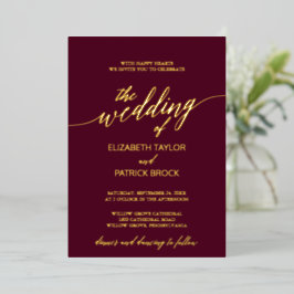 Elegante Gold Foil Calligrafy | Burgundy Wedding Folieneinladung