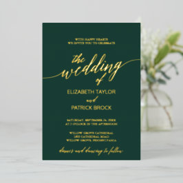 Elegante Gold Foil Calligrafy | Emerald Wedding Folieneinladung