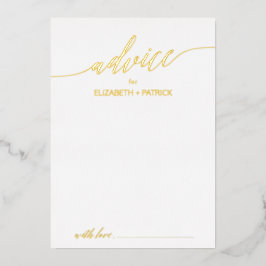 Elegante Gold Foil Calligraphy Wedding Advice Folieneinladung