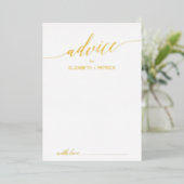 Elegante Gold Foil Calligraphy Wedding Advice Folieneinladung (Stehend vorne)