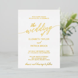 Elegante Gold Foil Calligraphy Wedding Folieneinladung