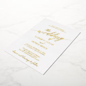 Elegante Gold Foil Calligraphy Wedding Folieneinladung (Gedreht)