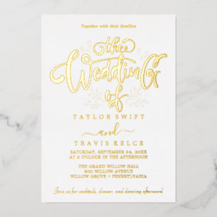 Elegante Gold Foil Calligraphy Wedding Folieneinladung