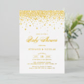 Elegante Gold Foil Confetti Dots Baby Shower Folieneinladung (Stehend vorne)