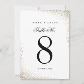 Elegante Gold Foil Confetti Hochzeit Tischnummern (Vorderseite)