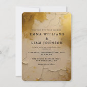 Elegante Gold Foil Cracked Texture Wedding lädt ei Einladung (Vorderseite)