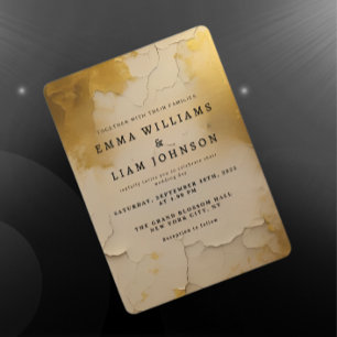 Elegante Gold Foil Cracked Texture Wedding lädt ei Einladung