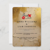 Elegante Gold Foil Cracked Texture Wedding Save The Date (Vorderseite)