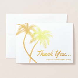 Elegante Gold Foil Danke Karten | Palmen