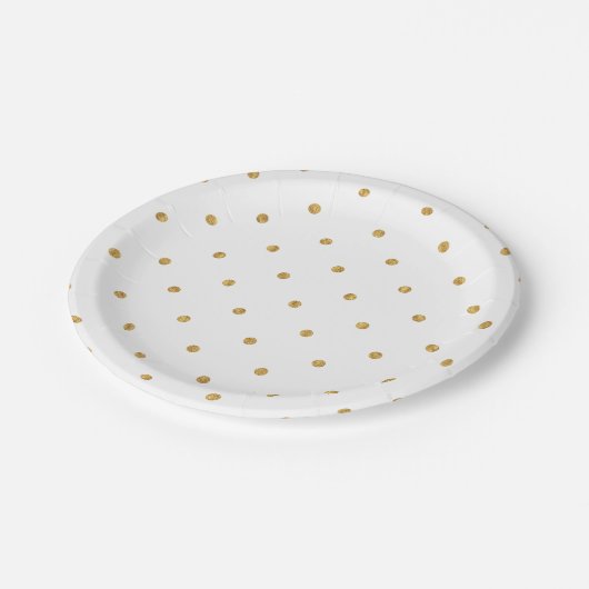 Elegante Gold Foil Dots Metallic Hostess Pappteller (Schrägansicht)