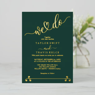 Elegante Gold Foil Emerald Wedding Folieneinladung