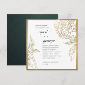 ELEGANTE GOLD FOIL FLORAL COUPLES DEUTLICH EINLADE DANKESKARTE (Vorne/Hinten)
