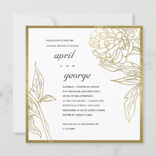 ELEGANTE GOLD FOIL FLORAL COUPLES DEUTLICH EINLADE DANKESKARTE