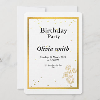 Elegante Gold Foil Floral Geburtstag Einladung