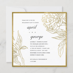 ELEGANTE GOLD FOIL FLORAL VERLOBUNG INVITE DANKESKARTE