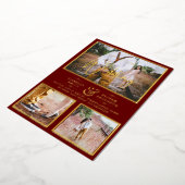 Elegante GOLD FOIL Foto Collage Burgundy Wedding Folieneinladung (Gedreht)