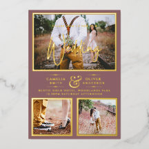 Elegante GOLD FOIL Foto Collage Dusty Rose Wedding
