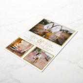 Elegante GOLD FOIL Foto Collage White Wedding Folieneinladung (Gedreht)