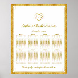 Elegante Gold Foil Heart Rahmen Weddin Seating Cha Poster