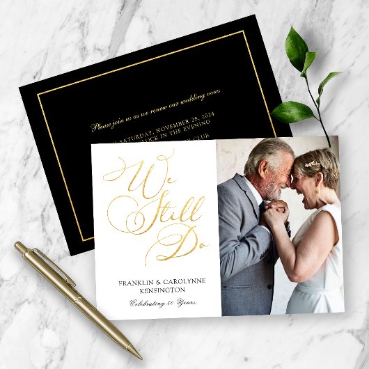 Elegante Gold Foil Hochzeit Jubiläum Neue Generati Einladung